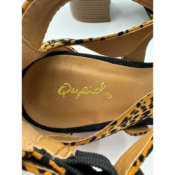 Qupid Cheetah Print Block Heel Strappy Sandals Womens Size 6 With Back Zipper - Picture 7 of 8